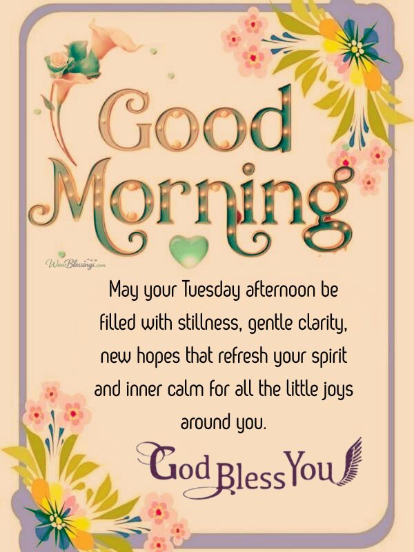 Peaceful Tuesday afternoon blessings with calm vibes, positivity, gratitude, and relaxing moments to refresh your mind and spirit.