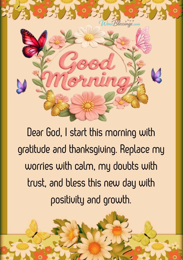 Good morning blessings and prayers message with peaceful sunrise and spiritual morning vibes