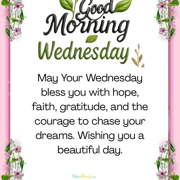 Good morning Wednesday Blessings with positive quotes, beautiful Wednesday morning wishes, prayers, and inspirational messages for a peaceful and happy day