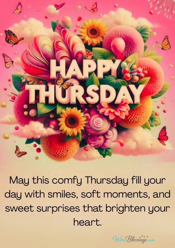 Cute Thursday blessings image with sweet good morning message and positive vibes