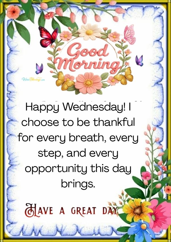 Wednesday Blessings Images with beautiful good morning wishes, inspirational prayers, uplifting quotes, and positive messages to share peace, faith, and happiness
