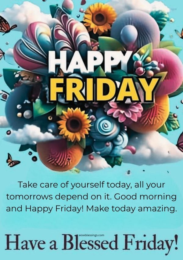 friday greetings and blessings image with positive wishes happiness peace prayers and joyful friday vibes