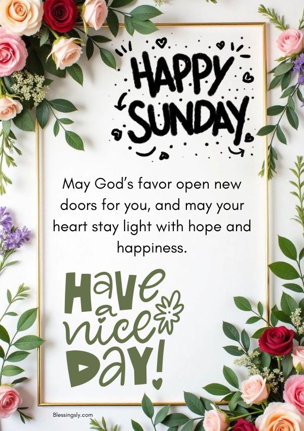 Inspirational Sunday blessings image with motivational message, faith, hope, and encouragement for a peaceful and blessed Sunday