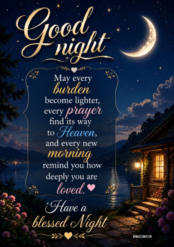 Special Good Night Wishes for Friends and Family with heartfelt blessings, peaceful night prayers, sweet dreams, God's love, family, friends, hope, and restful sleep.