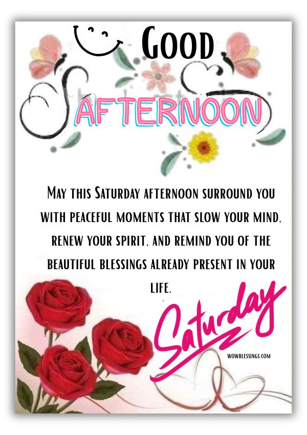 Beautiful Saturday afternoon blessings with flowers and sunshine